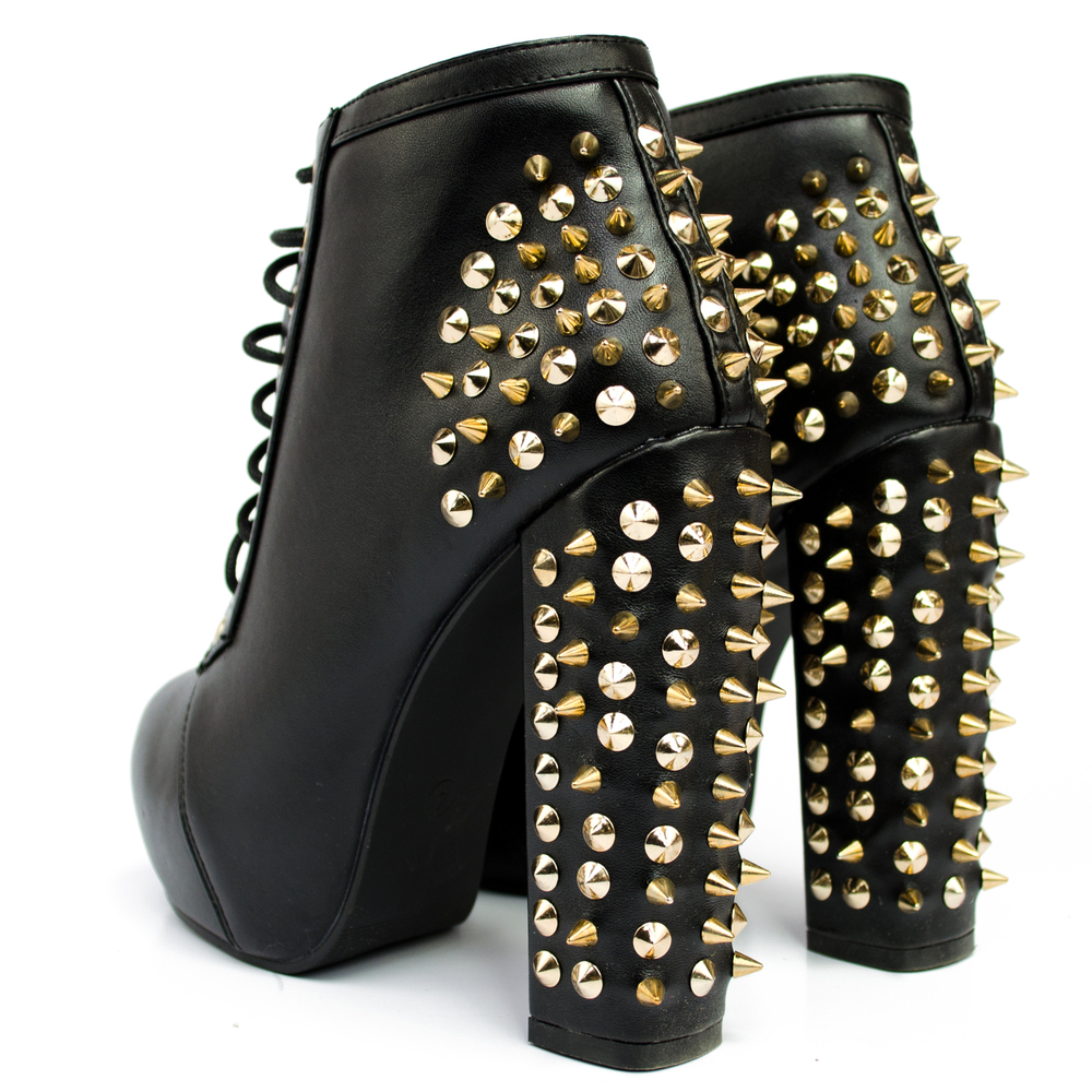 Toril Leather Spiked Lace Up Boots Thumbnail