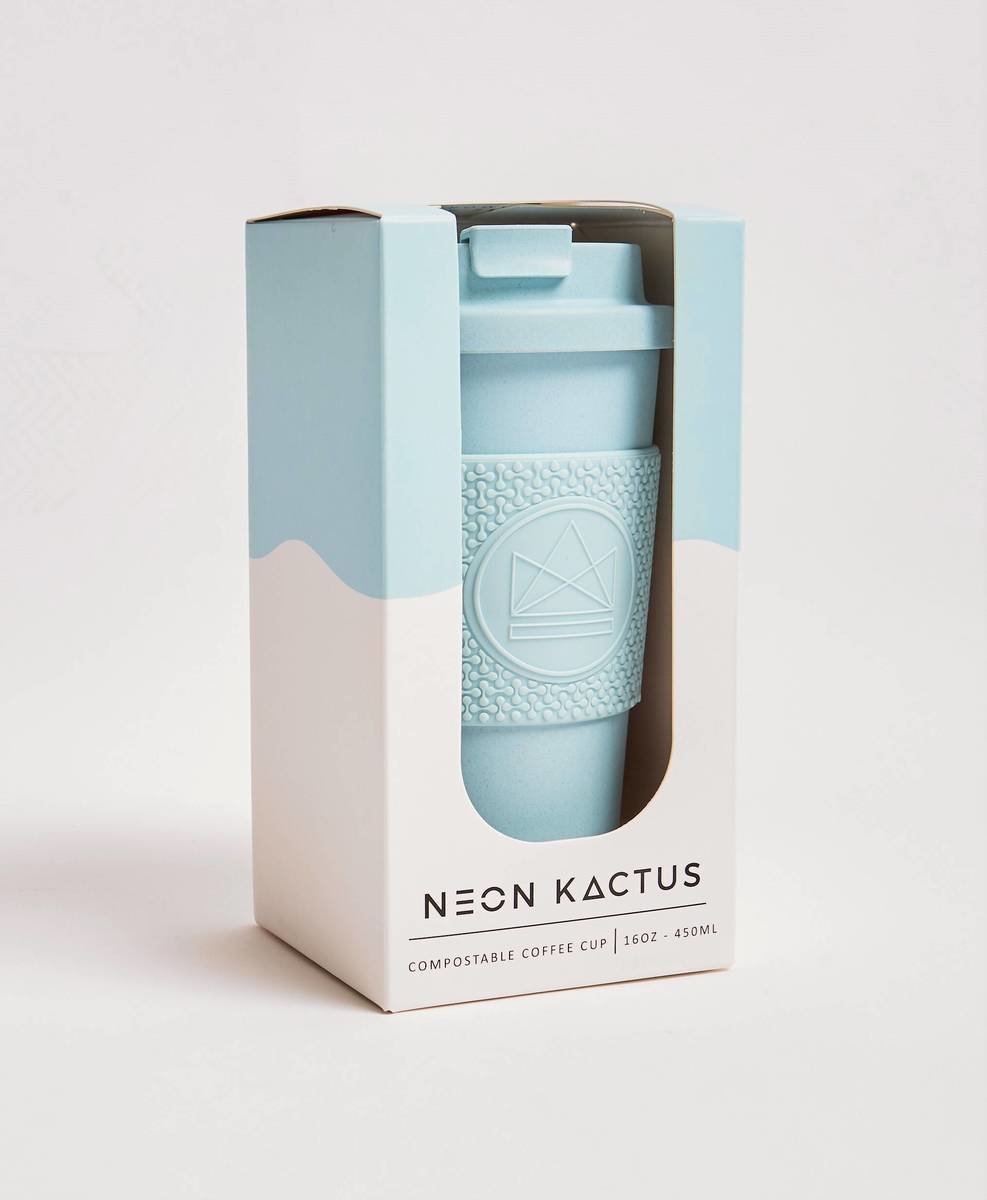 Neon Kactus Compostable Coffee Cups 16oz - Sea Breeze Thumbnail Neon Kactus Compostable Coffee Cups 16oz - Sea Breeze Thumbnail
