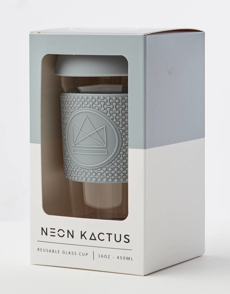 Neon Kactus Reusable Glass Coffee Cups 16oz - Forever Young Thumbnail Neon Kactus Reusable Glass Coffee Cups 16oz - Forever Young Thumbnail