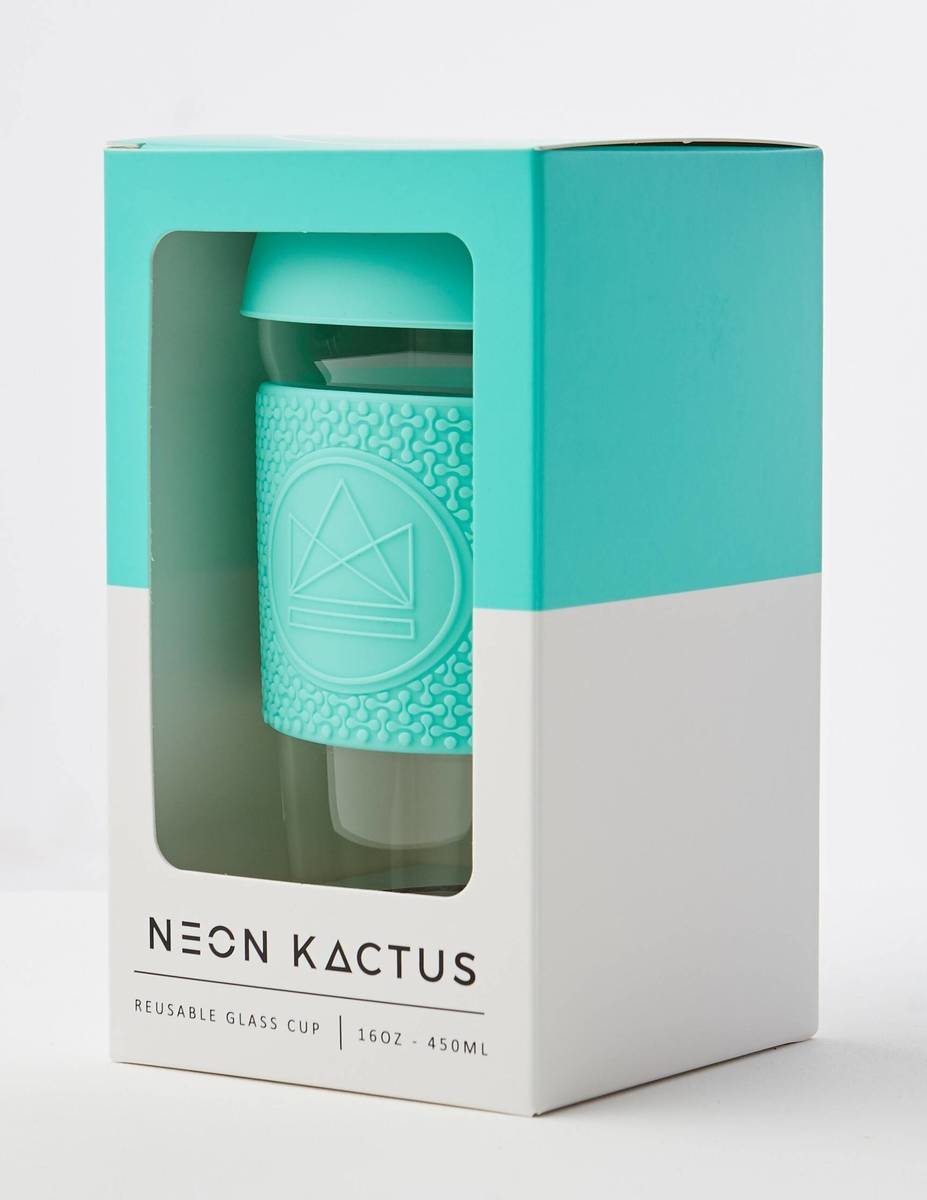 Neon Kactus Reusable Glass Coffee Cups 16oz - Free Spirit Thumbnail Neon Kactus Reusable Glass Coffee Cups 16oz - Free Spirit Thumbnail