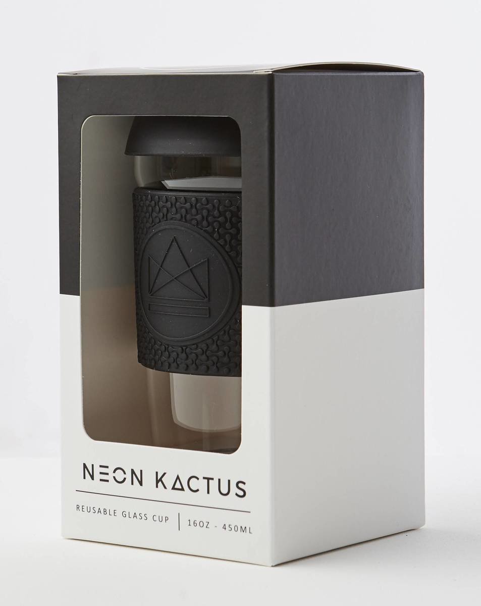 Neon Kactus Reusable Glass Coffee Cups 16oz - Rock Star Thumbnail Neon Kactus Reusable Glass Coffee Cups 16oz - Rock Star Thumbnail