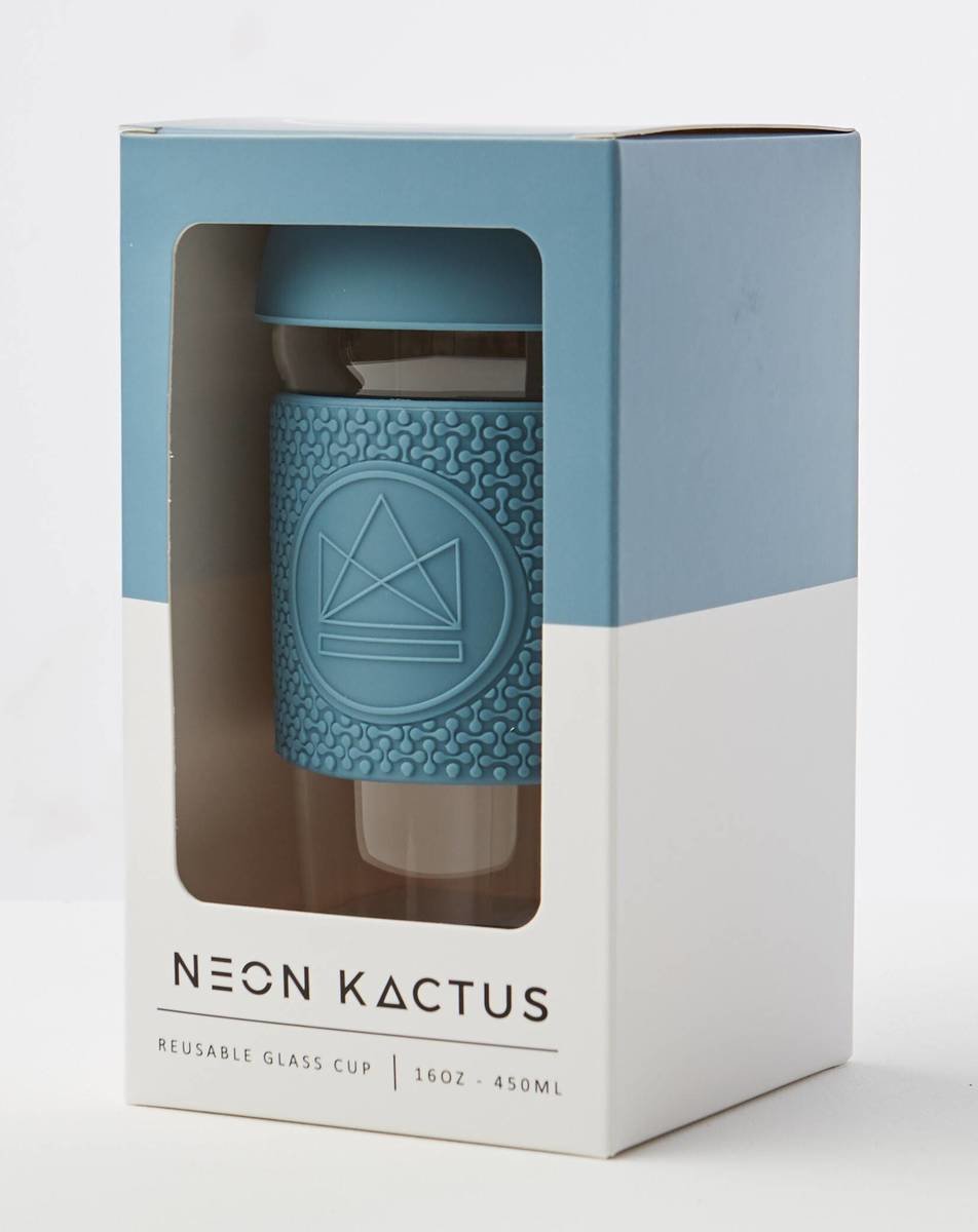 Neon Kactus Reusable Glass Coffee Cups 16oz - Super Sonic Thumbnail Neon Kactus Reusable Glass Coffee Cups 16oz - Super Sonic Thumbnail