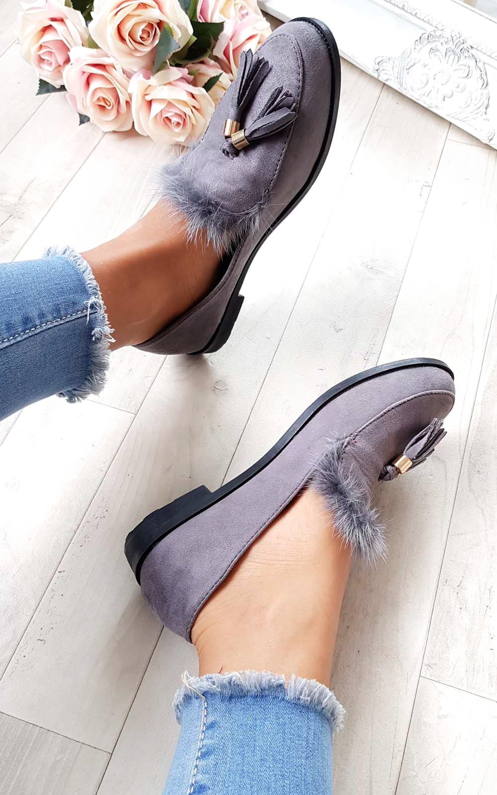 Ferla Faux Suede Fur Tassel Pumps Ferla Faux Suede Fur Tassel Pumps