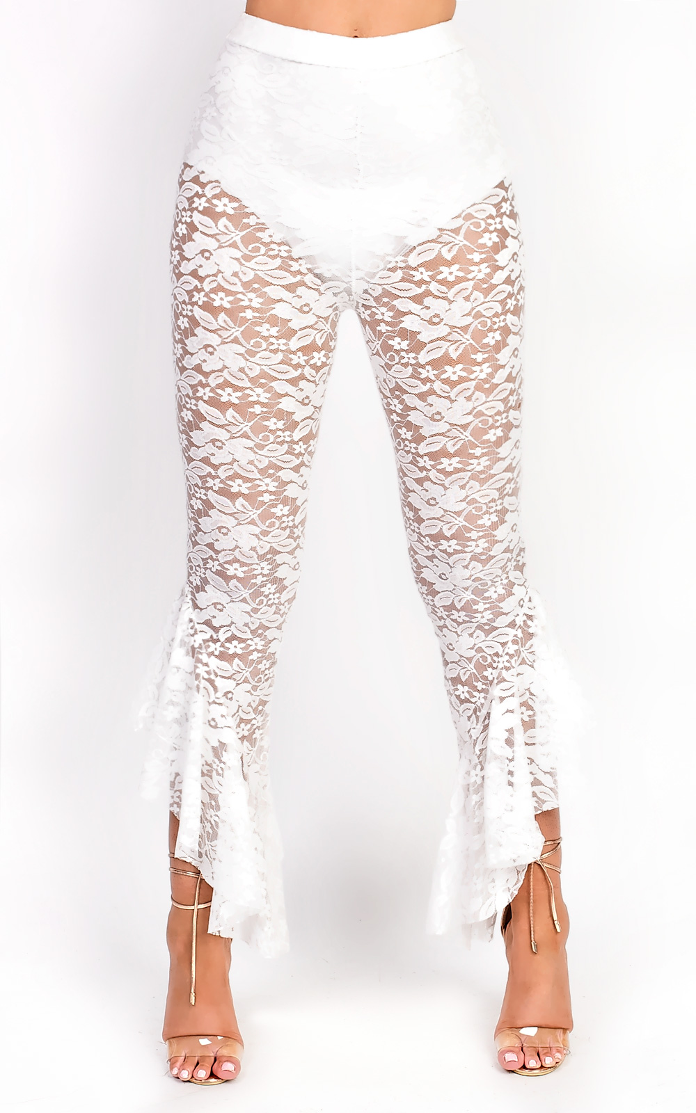 Terri High Waisted Lace Frill Trouser Thumbnail Terri High Waisted Lace Frill Trouser Thumbnail