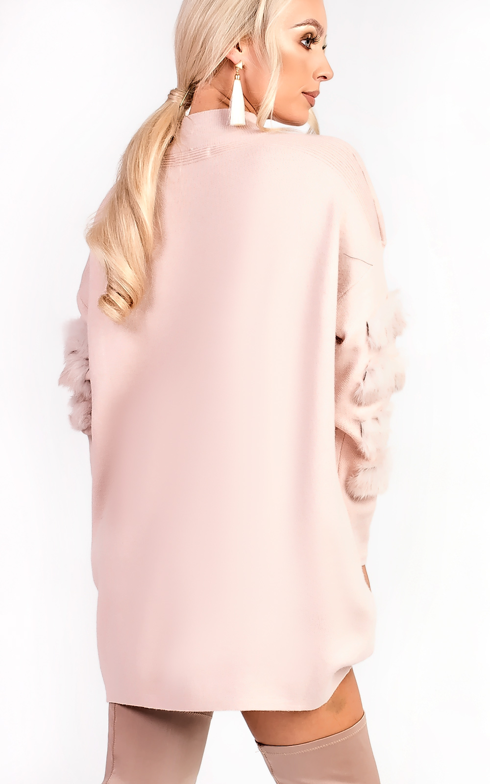 Eva Faux Fur Panel Knitted Dress Thumbnail Eva Faux Fur Panel Knitted Dress Thumbnail