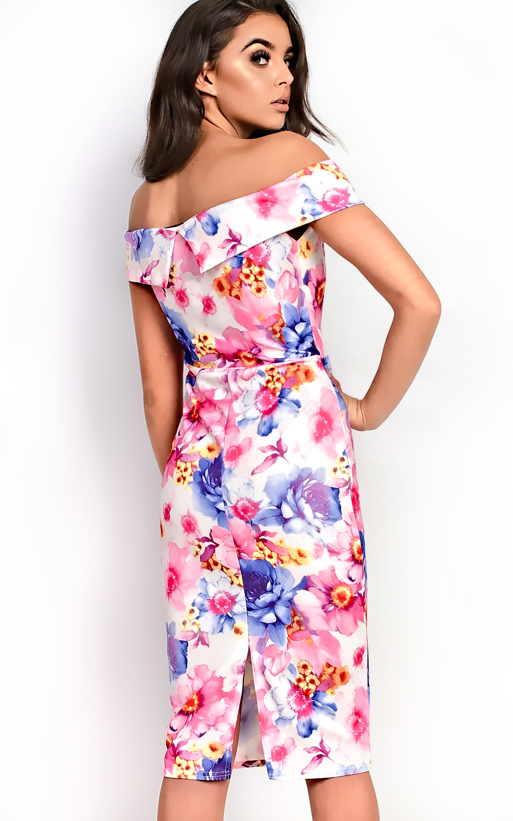 Emile Bardot Floral Midi Dress Thumbnail