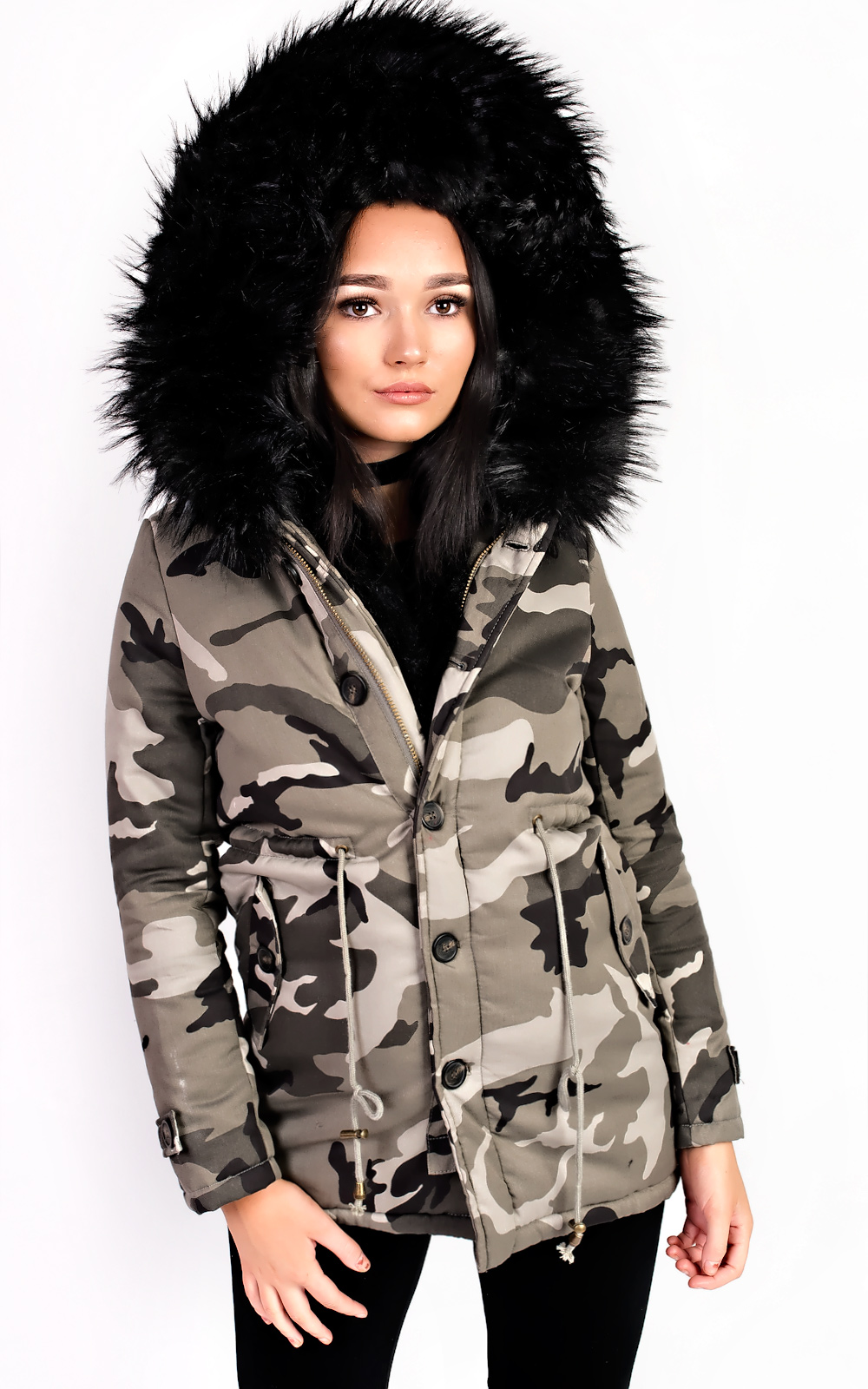 Karla Faux Fur Camo Parka Thumbnail