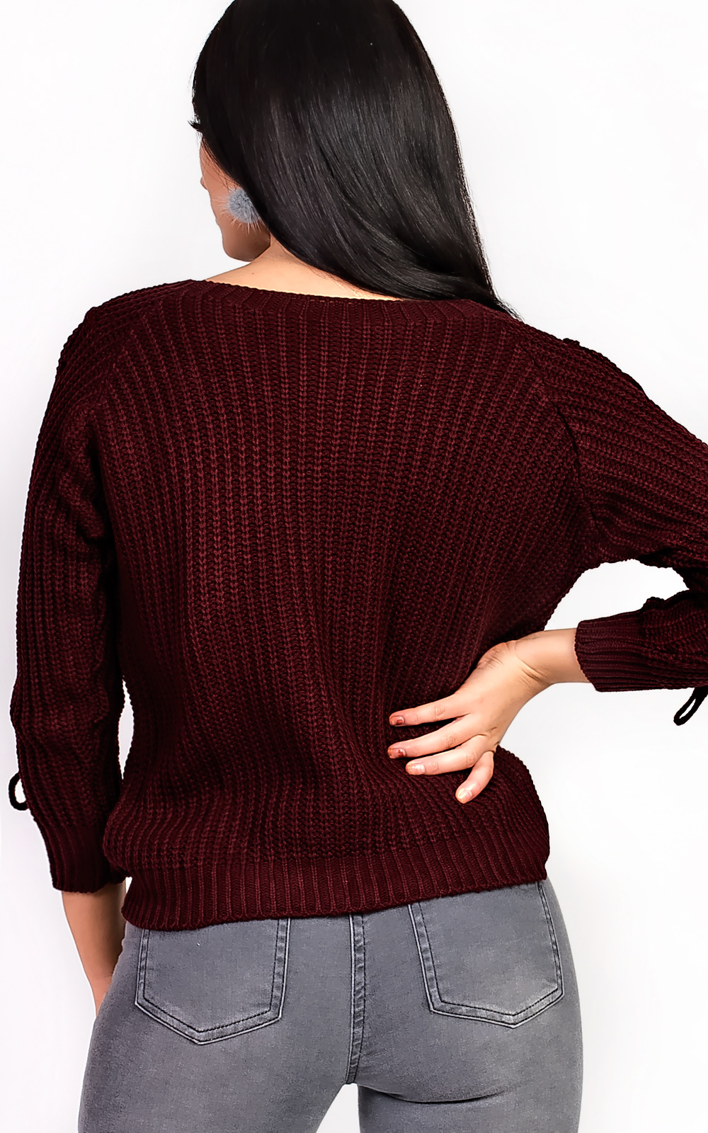 Evie Knitted Lace Up Jumper Thumbnail Evie Knitted Lace Up Jumper Thumbnail