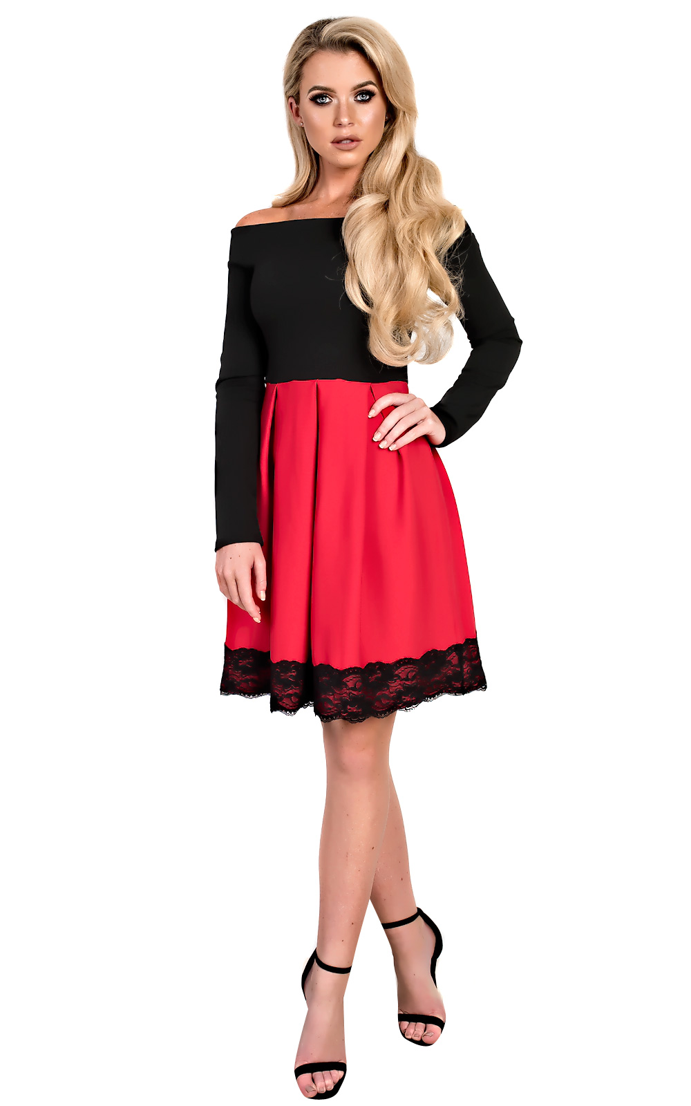 Caitlin Off Shoulder Skater Dress Thumbnail