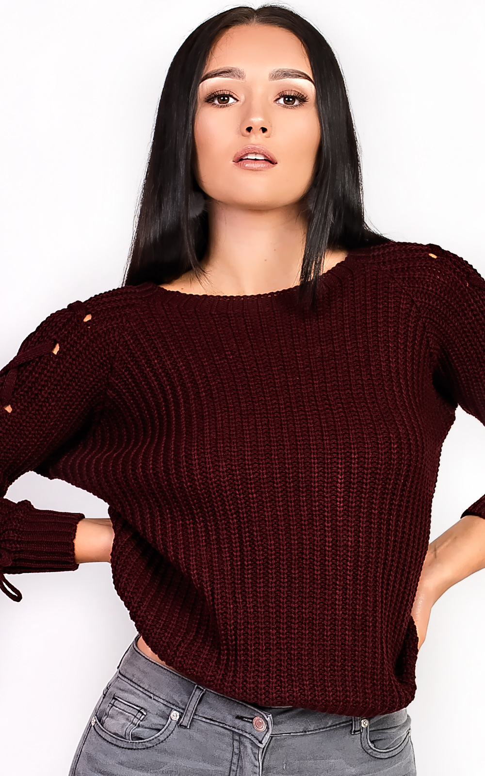 Evie Knitted Lace Up Jumper Evie Knitted Lace Up Jumper