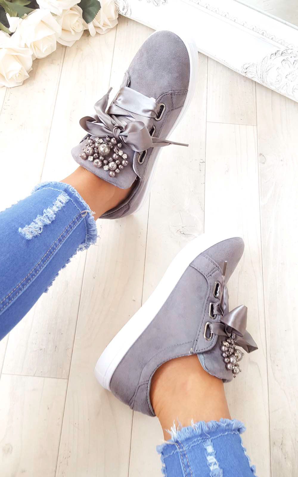 Amy Embellished Suede Trainers