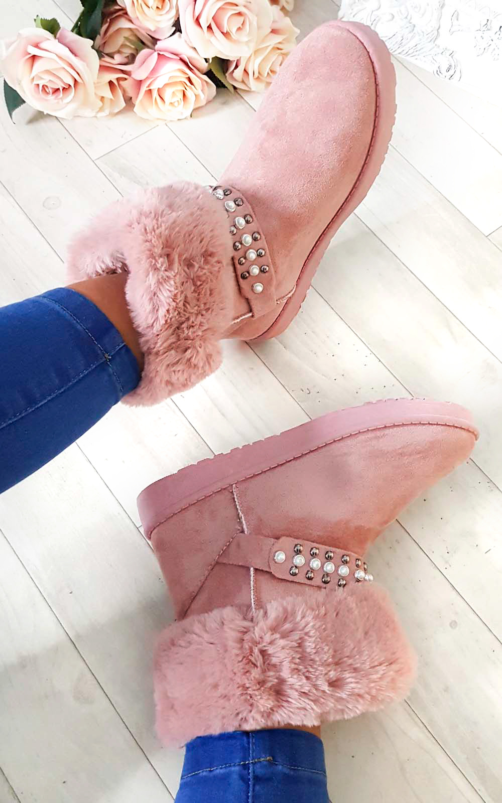 Carla Faux Fur Platform Embellished Boots Carla Faux Fur Platform Embellished Boots