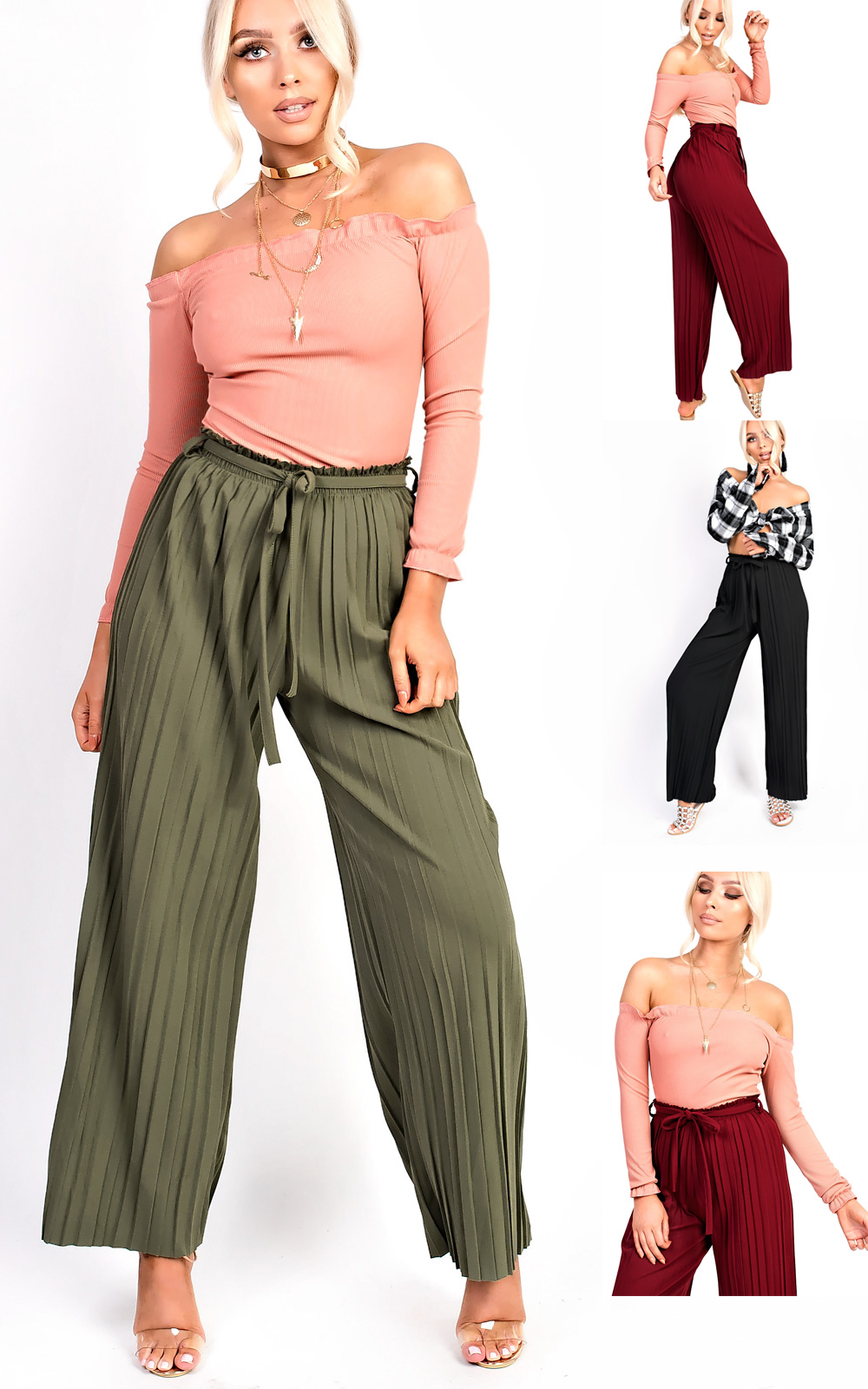 Cora Tie High Waist Wide Leg Trousers Thumbnail