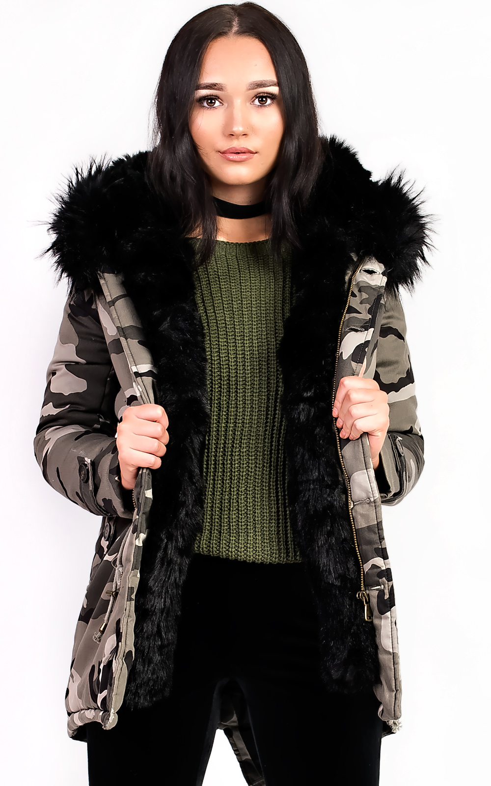 Karla Faux Fur Camo Parka