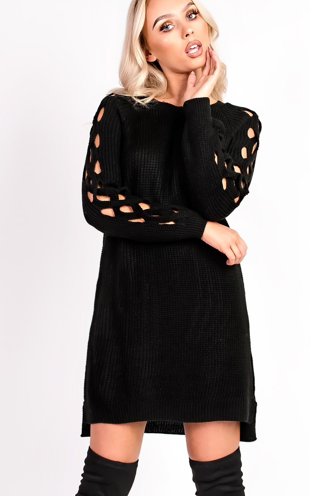 Skye Knitted Cut Out Jumper Thumbnail Skye Knitted Cut Out Jumper Thumbnail
