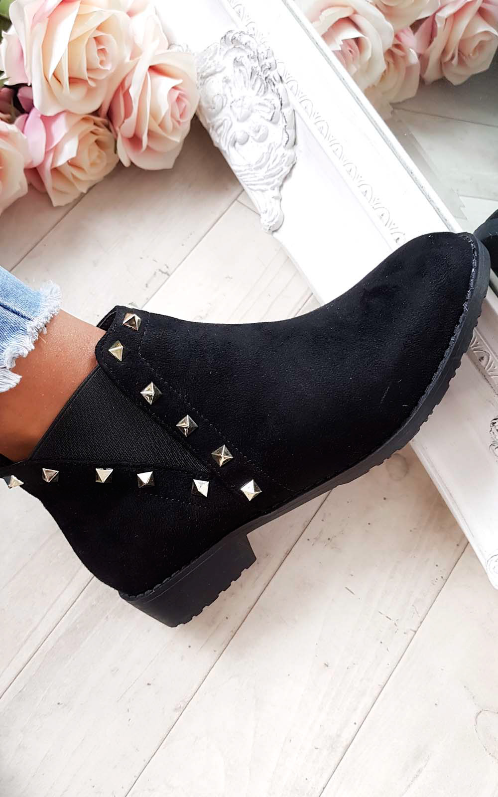 Keir Studded Chelsea Faux Suede Ankle Boots Thumbnail