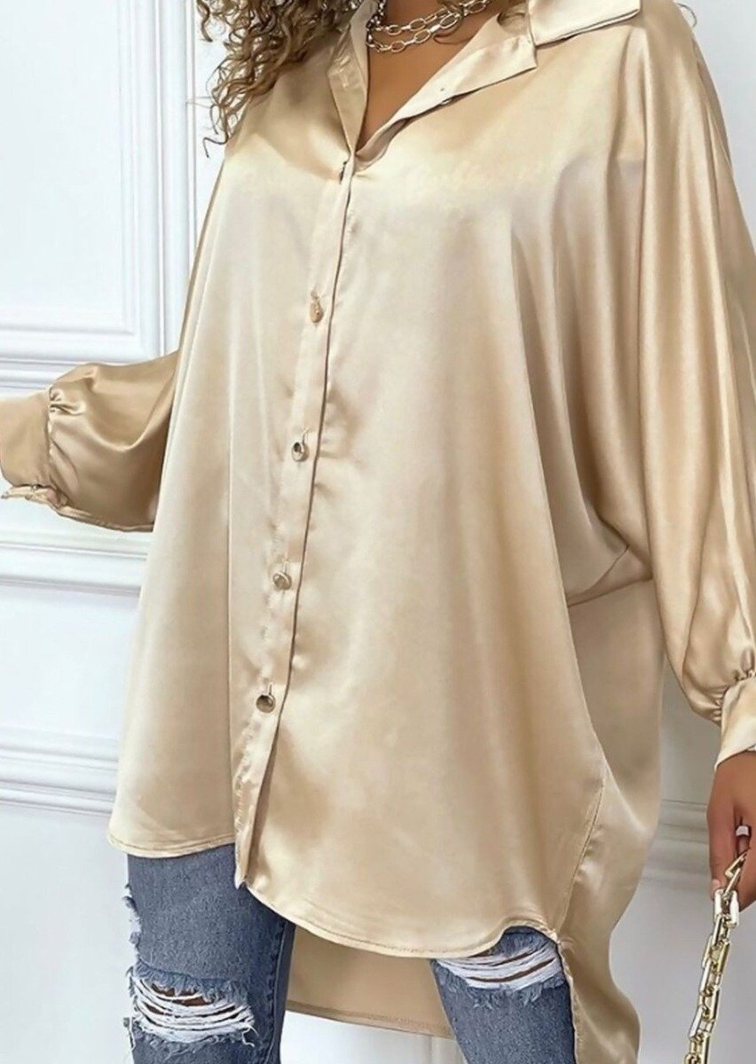 Natalie Oversized Satin Shirt Dress