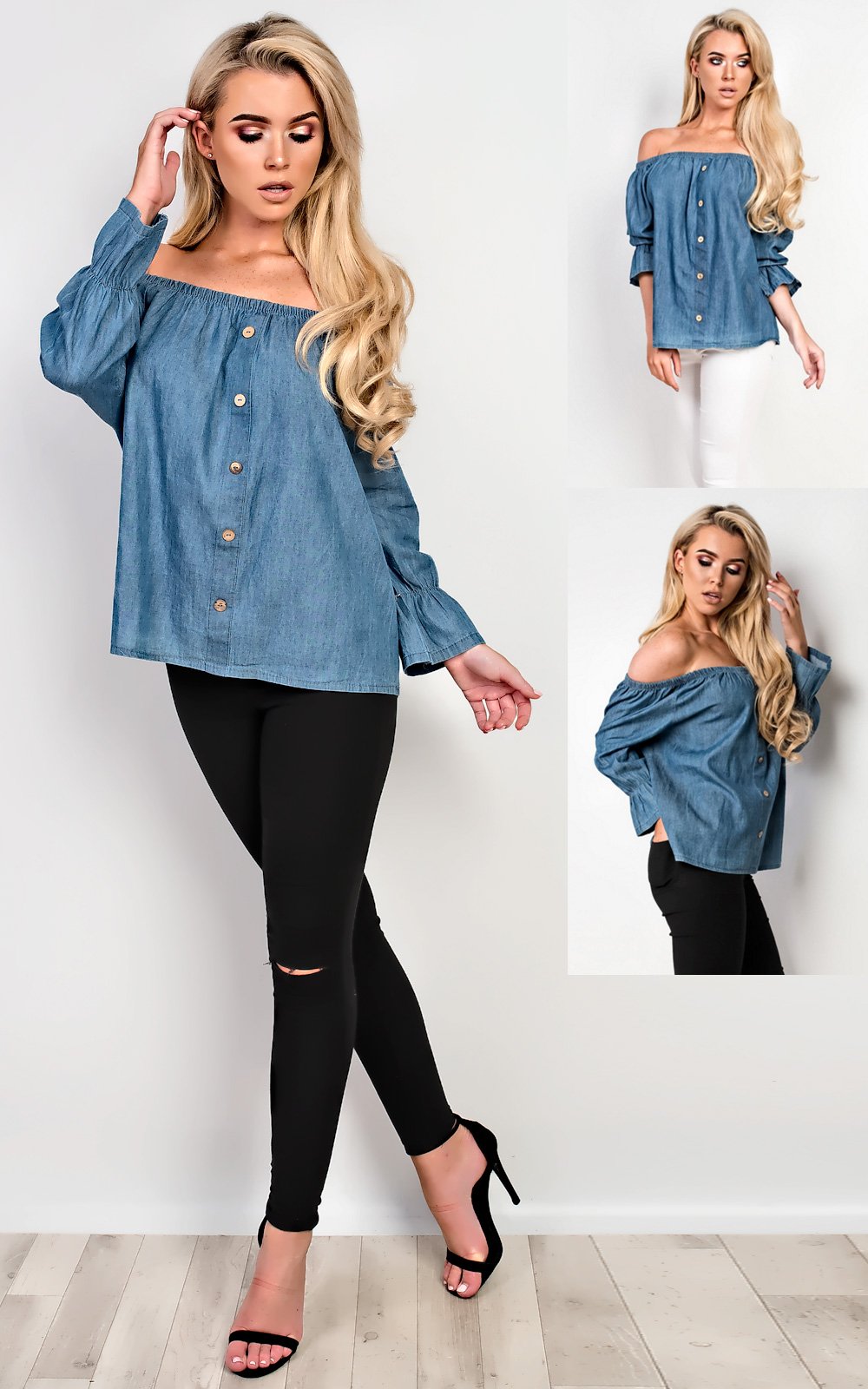 Denna Denim Shift Top Thumbnail