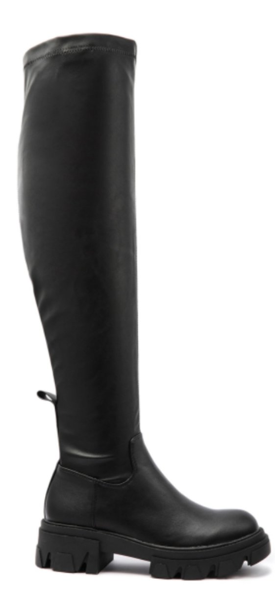 Blake Faux Leather Chunky Over-Knee Boots