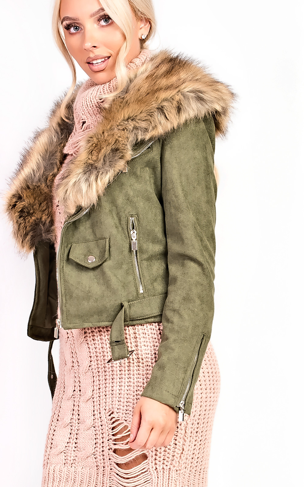 Brienna Faux Fur Suede Biker Jacket Brienna Faux Fur Suede Biker Jacket