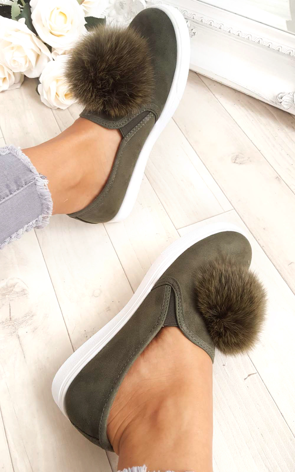 Aliana Pompom Faux Suede Trainers Thumbnail Aliana Pompom Faux Suede Trainers Thumbnail