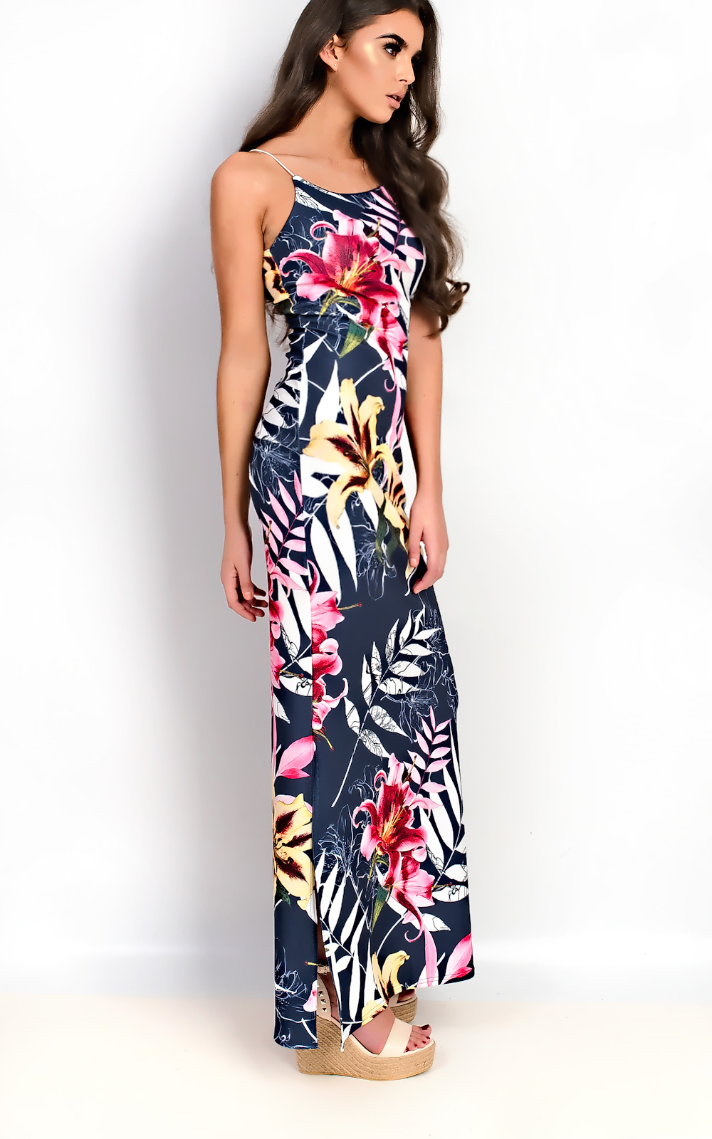 Brianna Floral Slit Side Maxi Dress Thumbnail