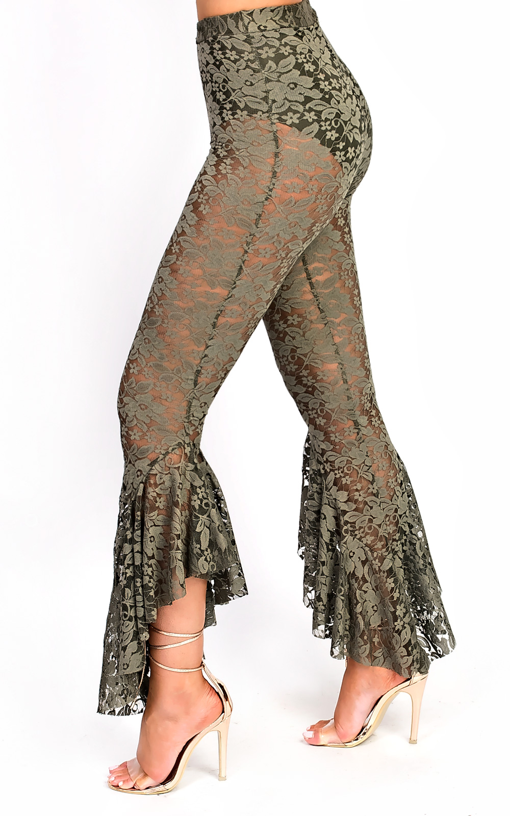 Terri High Waisted Lace Frill Trouser Thumbnail Terri High Waisted Lace Frill Trouser Thumbnail