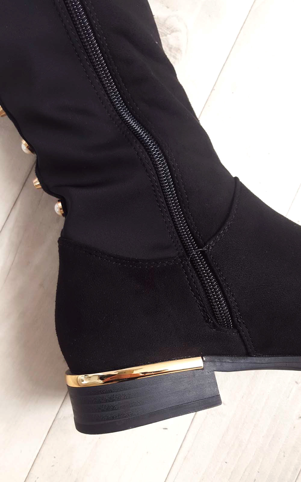 Cleo Faux Suede Studded Knee High Boots Thumbnail Cleo Faux Suede Studded Knee High Boots Thumbnail