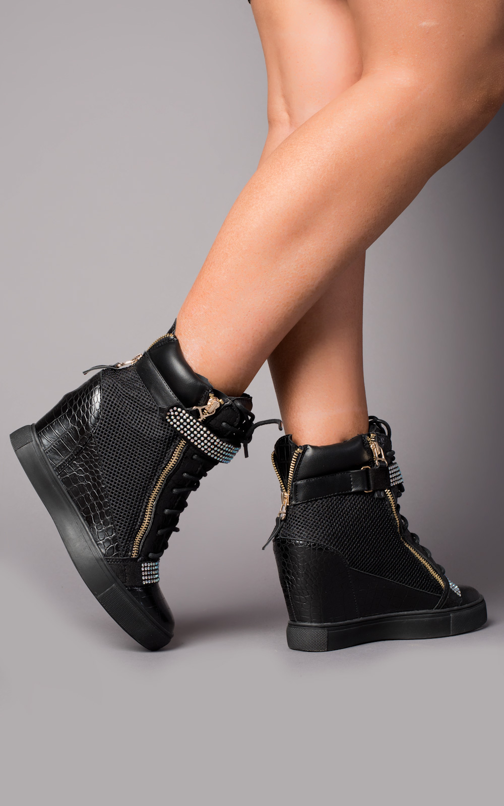 high heel wedge trainers