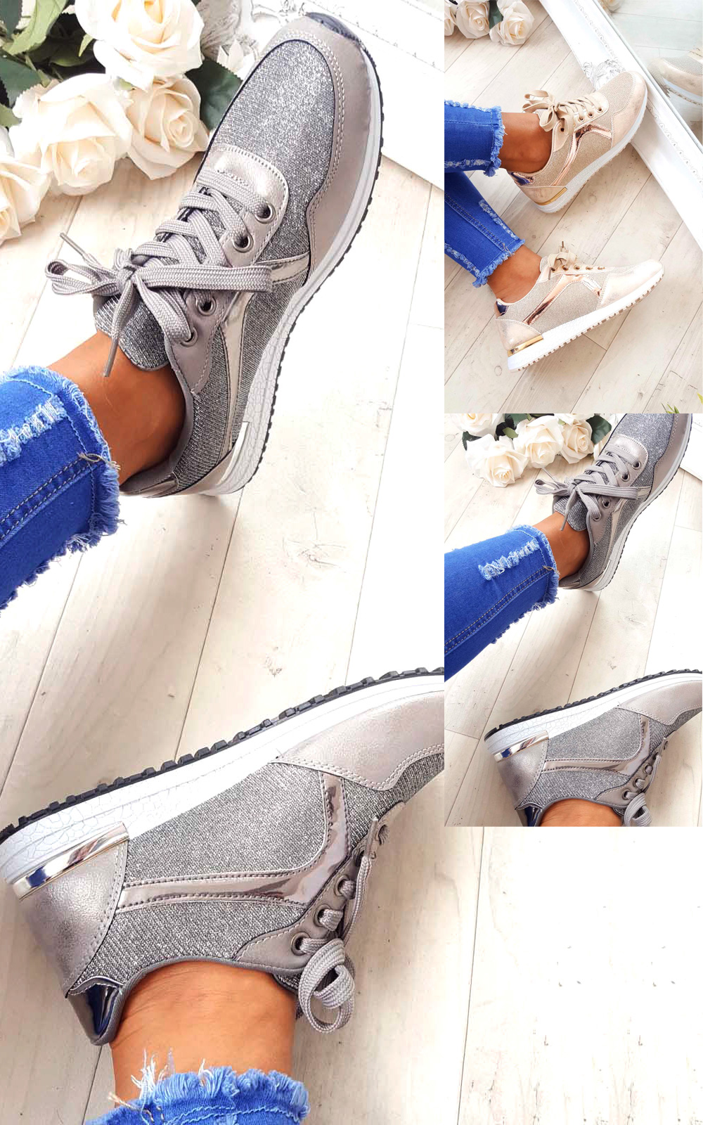 Maya Mesh Two Toned Panel Trainers Thumbnail