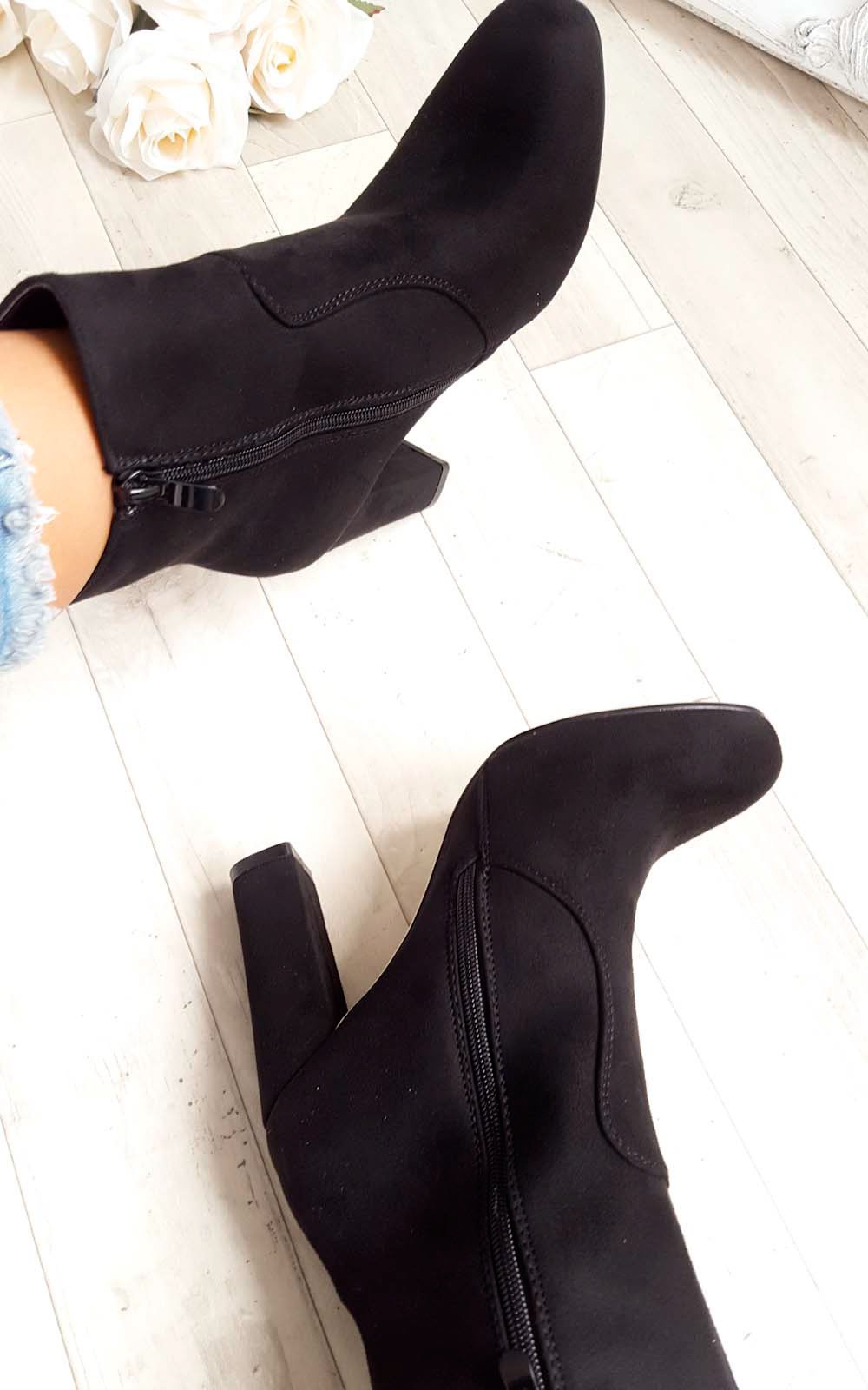 Ellie Faux Suede Heeled Ankle Boots Thumbnail