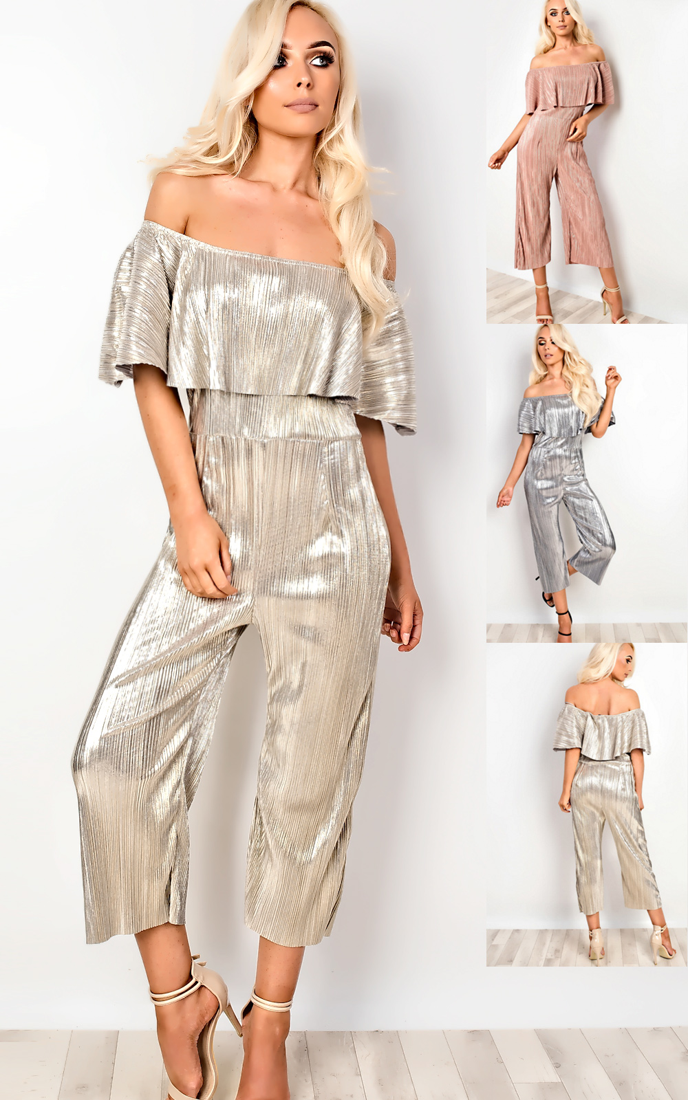 Shayla Metallic Ribbed Jumpsuit Thumbnail Shayla Metallic Ribbed Jumpsuit Thumbnail
