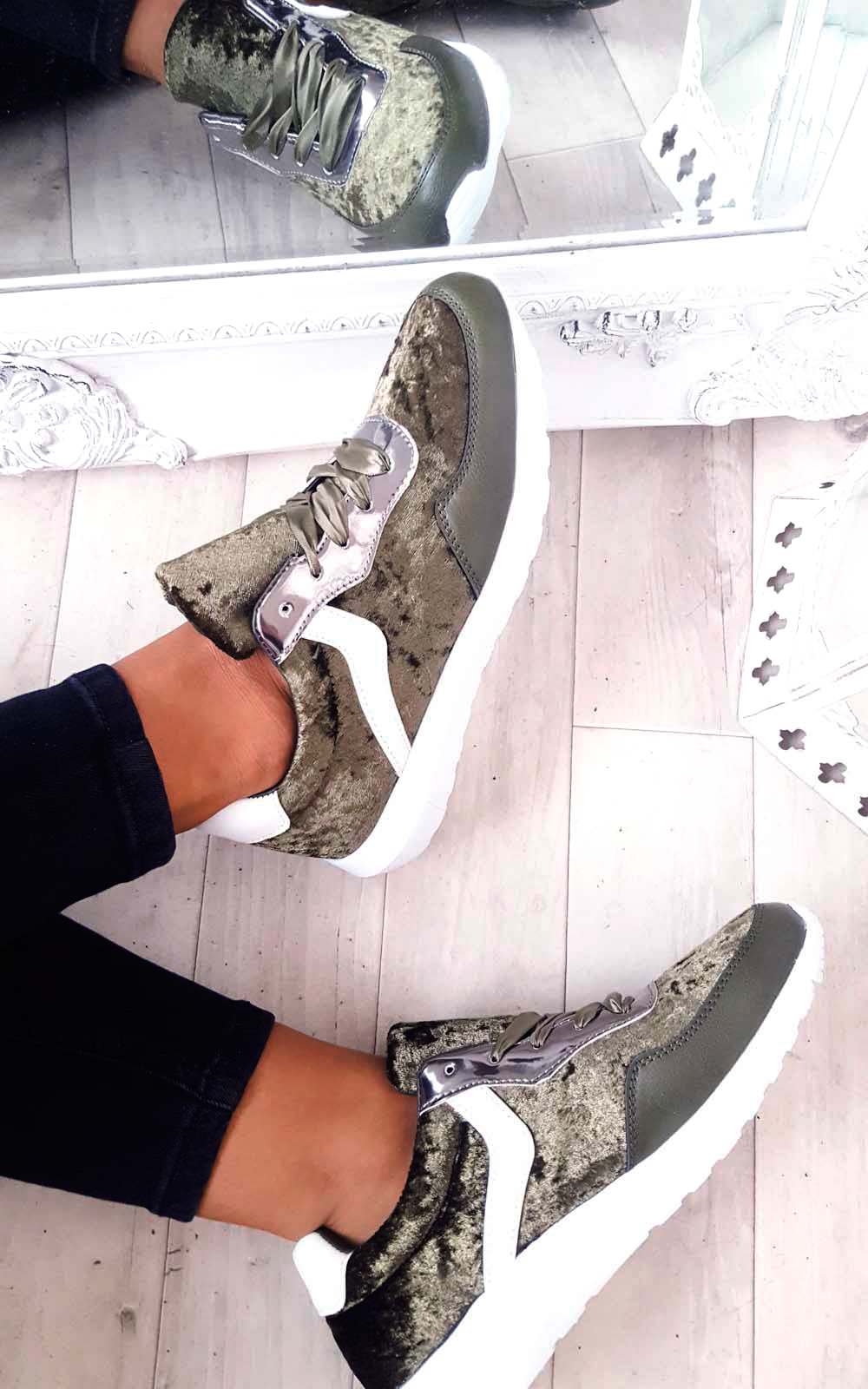 Kristen Velvet Lace Up Ribbon Trainers Thumbnail Kristen Velvet Lace Up Ribbon Trainers Thumbnail