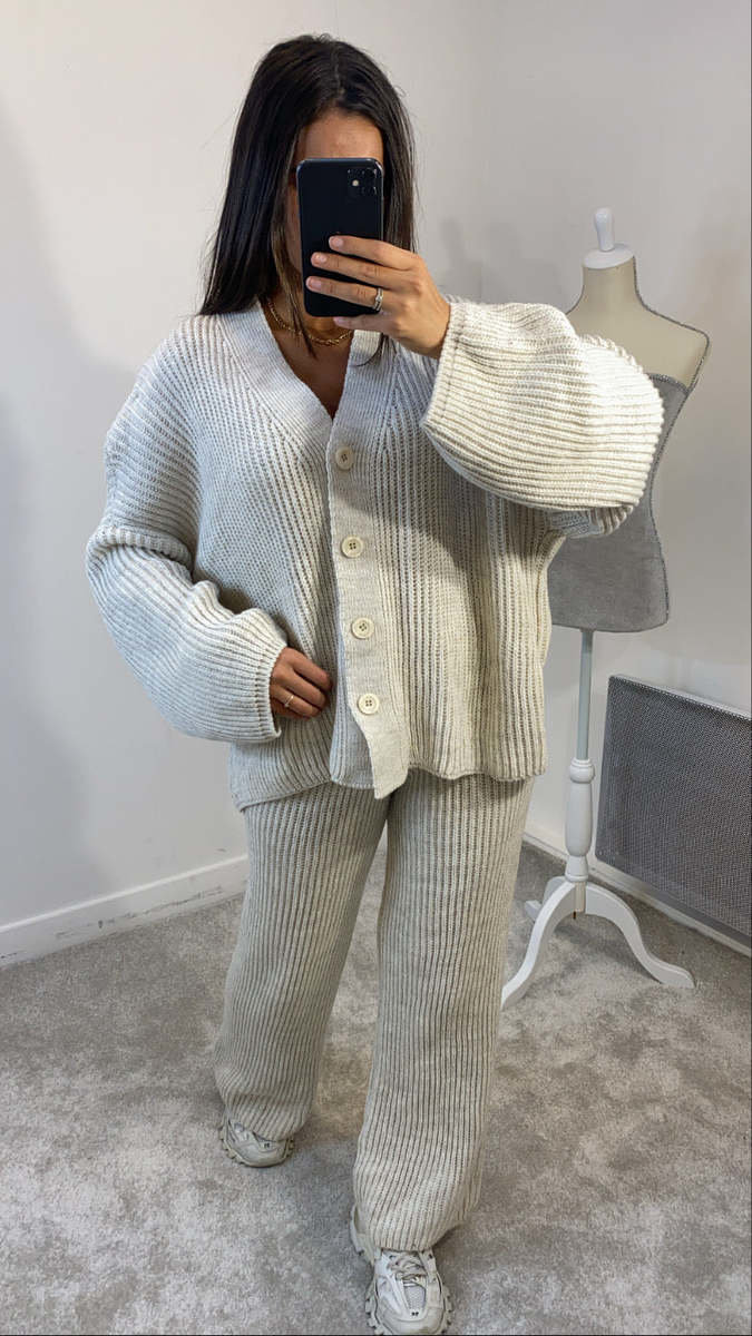 Polly Knitted Button Shirt and Trousers Loungewear Co-ord Set