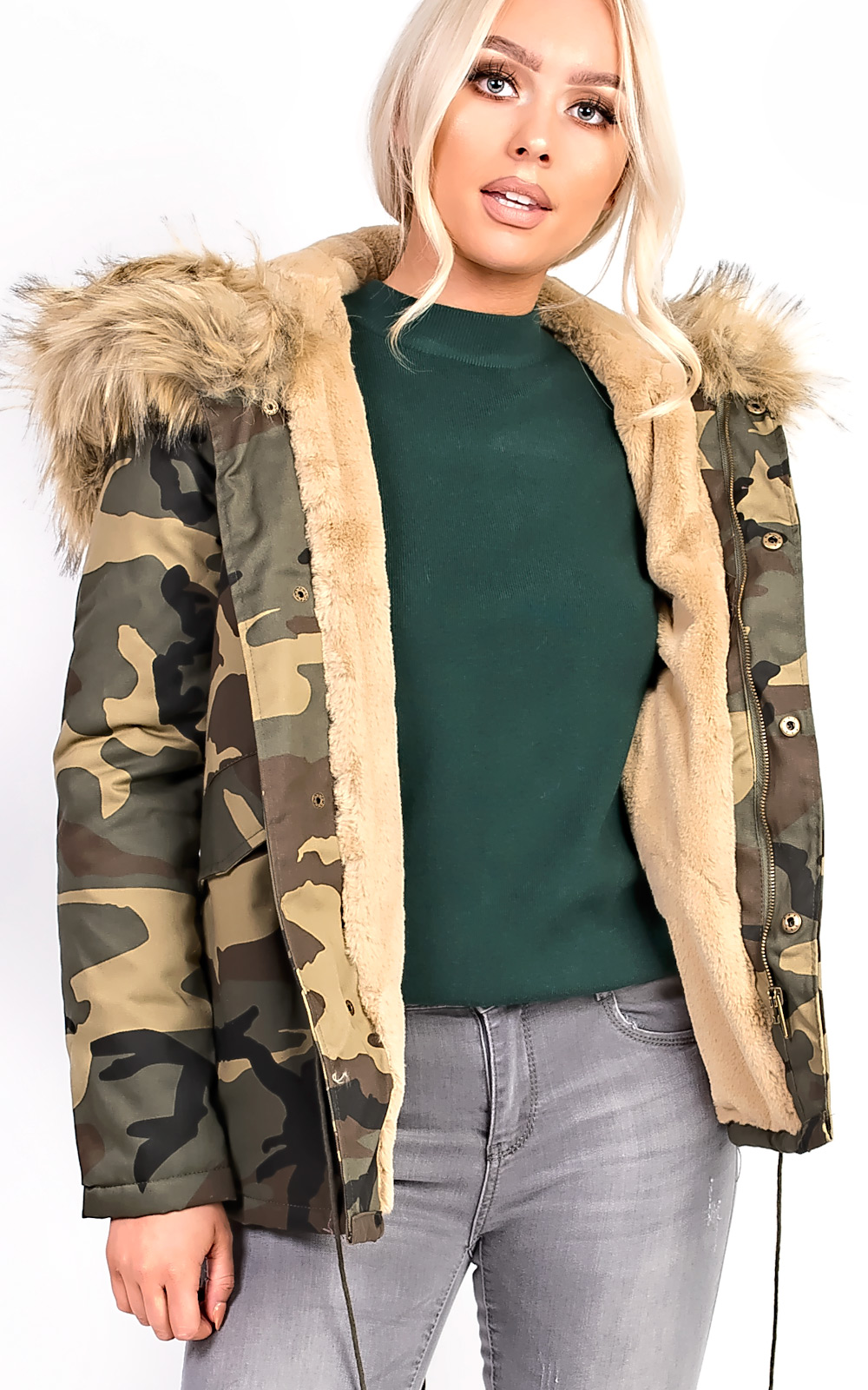 Karla Faux Fur Camo Parka Karla Faux Fur Camo Parka