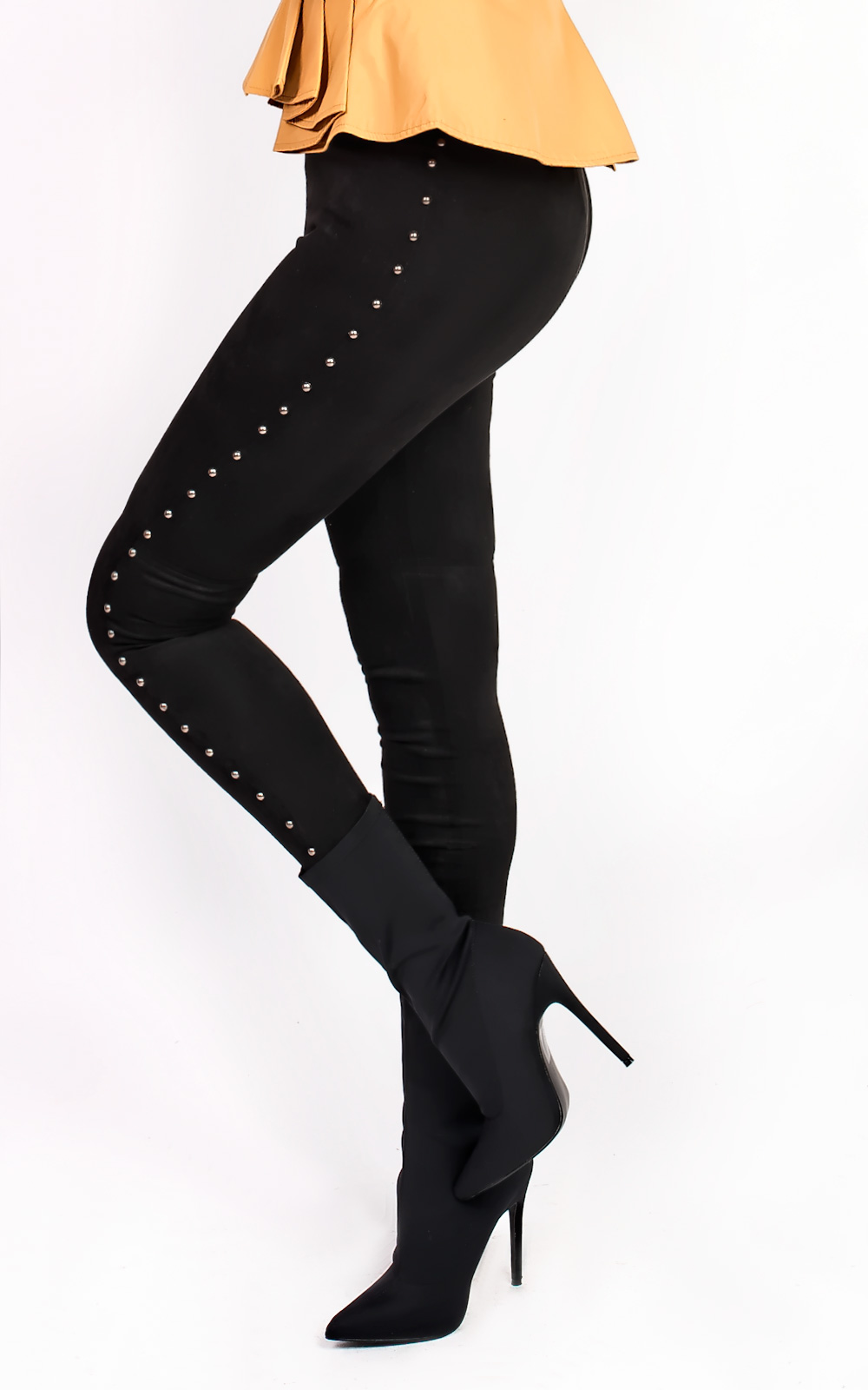 Paige High Waist Beaded Side Faux Suede Leggings Thumbnail