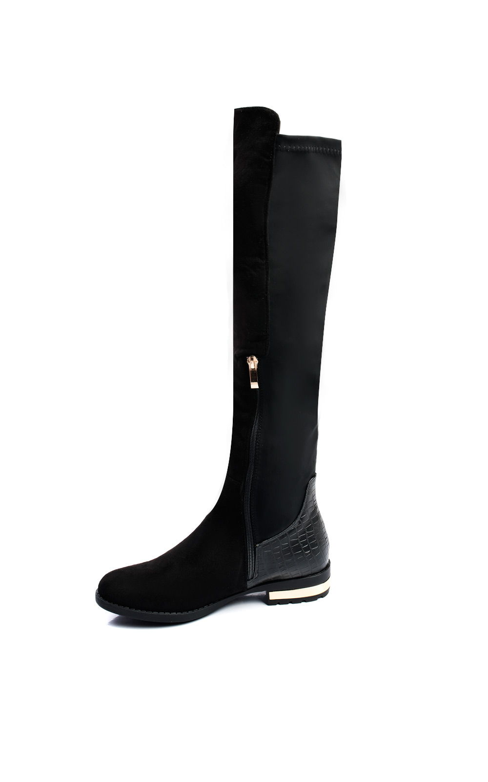 Tai Faux Suede Gold Bar Knee High Boots Thumbnail