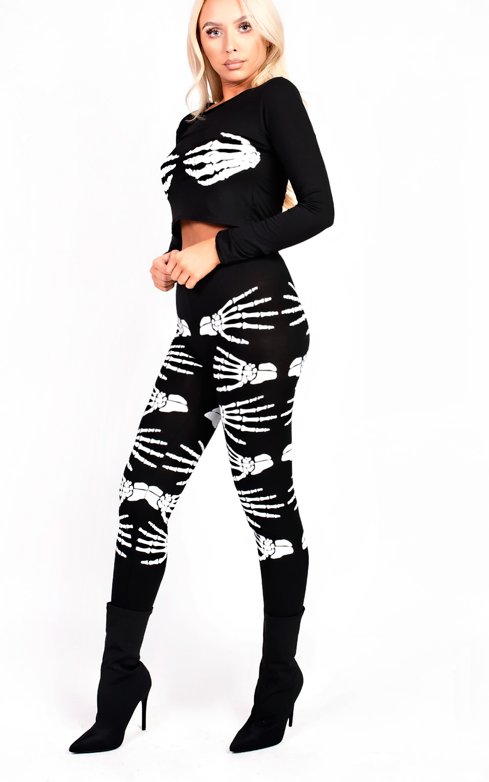 Skeleton Hands Fancy Dress Crop Top Skeleton Hands Fancy Dress Crop Top