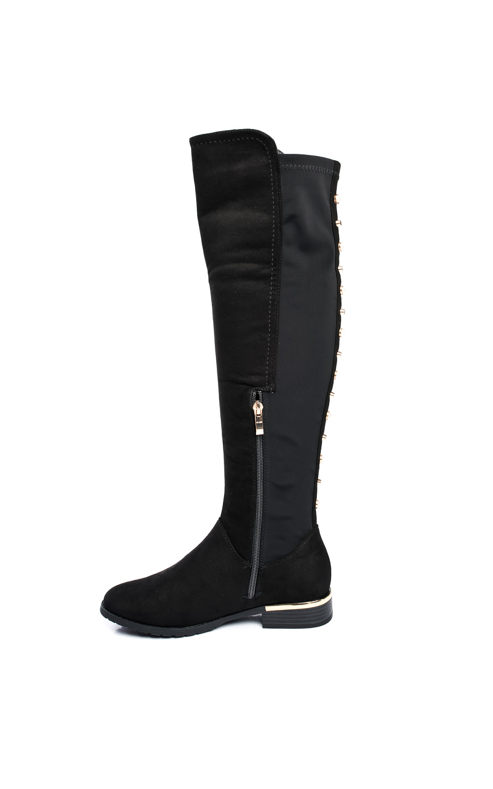 Cleo Faux Suede Studded Knee High Boots Thumbnail