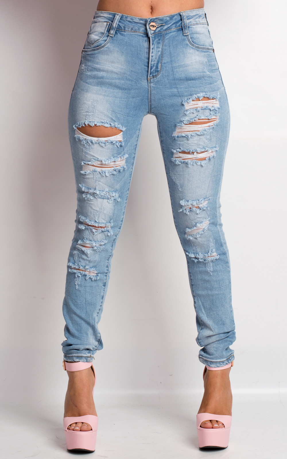 Lenzie Ripped Acid Wash Skinny Jeans Thumbnail