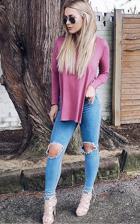 Laila Basic Side Split Casual Top Laila Basic Side Split Casual Top