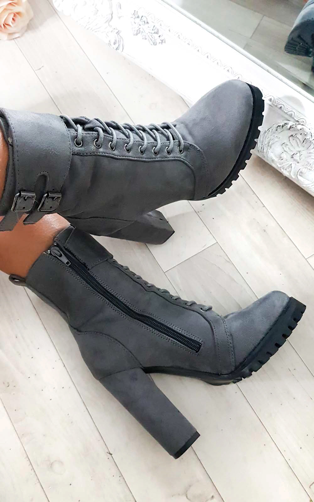 Shay Faux Suede Platform Tie Up Boots Thumbnail Shay Faux Suede Platform Tie Up Boots Thumbnail