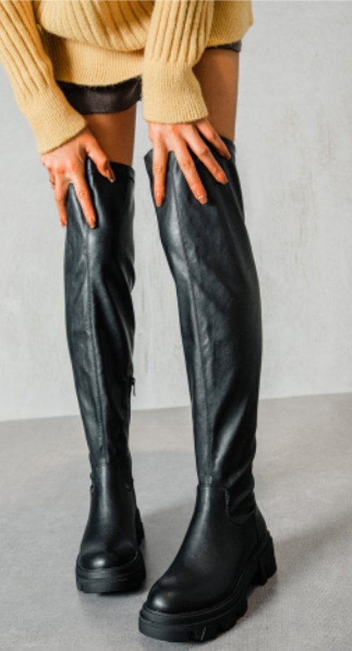 Blake Faux Leather Chunky Over-Knee Boots Thumbnail Blake Faux Leather Chunky Over-Knee Boots Thumbnail