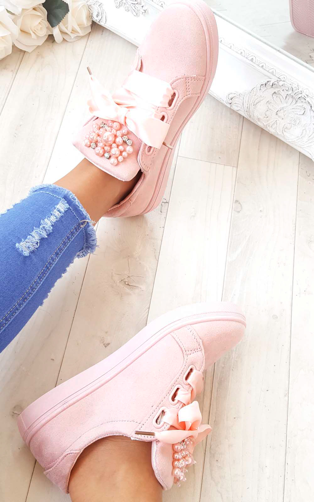 Amy Embellished Suede Trainers Thumbnail