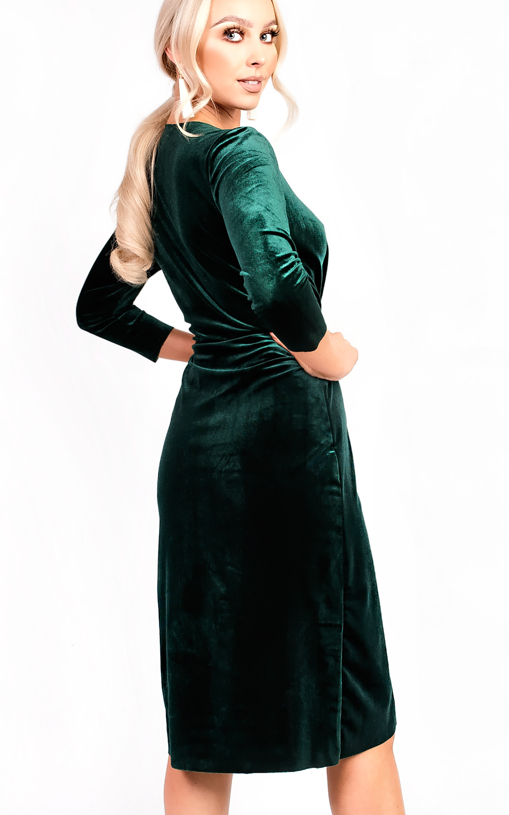 Serena Wrap Velvet Bodycon Dress Thumbnail Serena Wrap Velvet Bodycon Dress Thumbnail