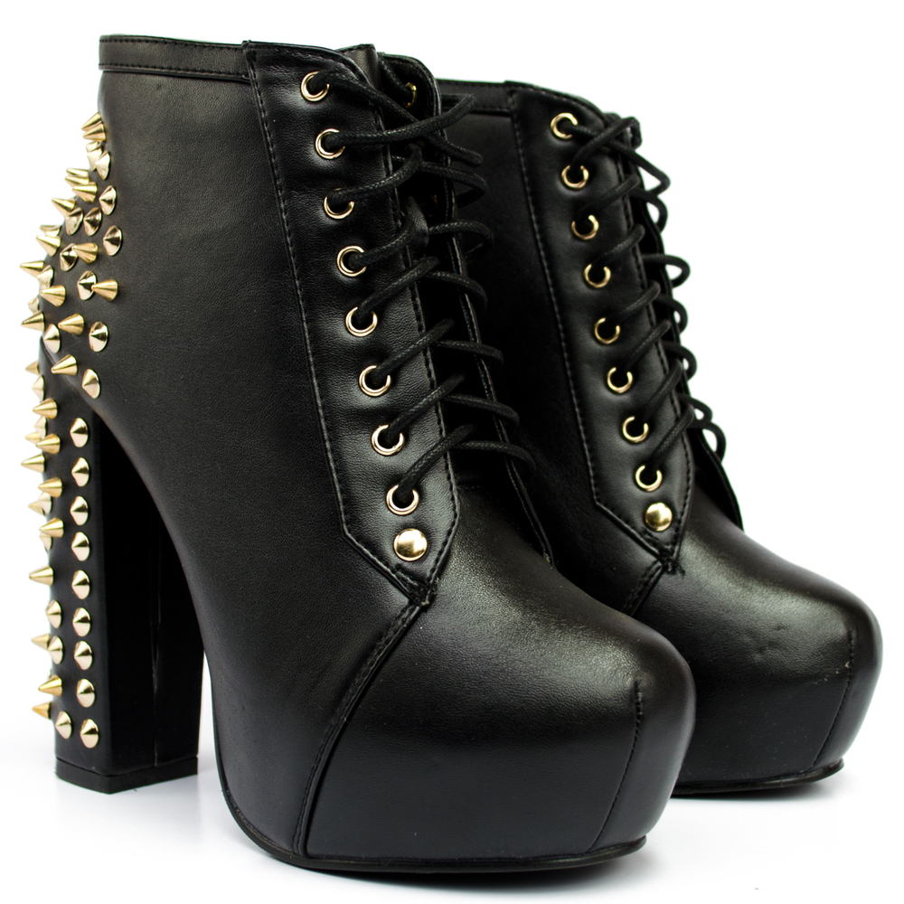 Toril Leather Spiked Lace Up Boots