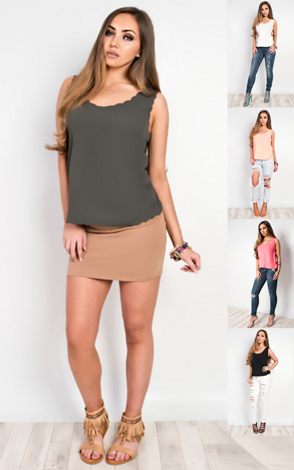 Salima Scalloped Vest Top  Thumbnail