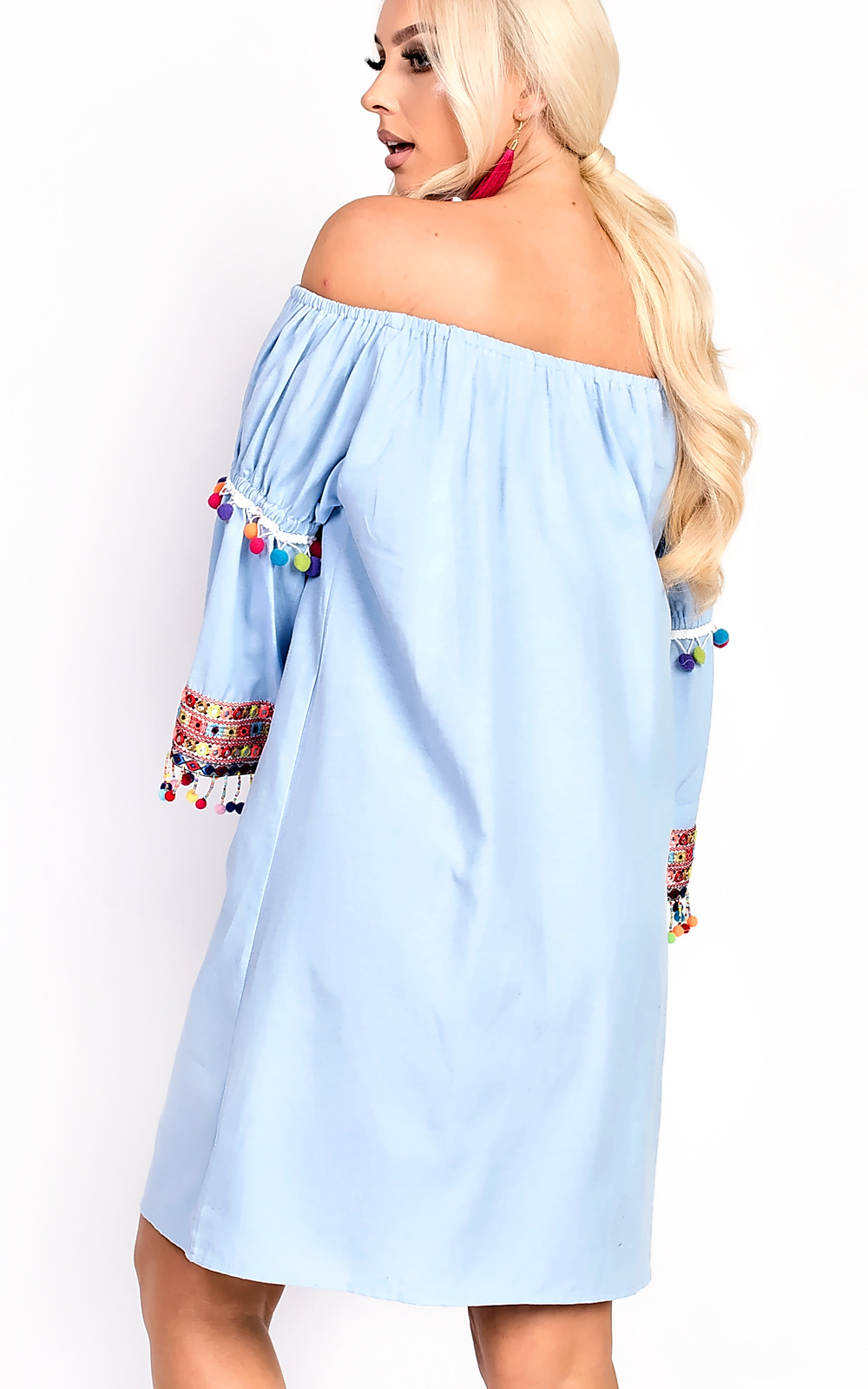 Lexie Bright Pom Pom Bardot Shift Dress Thumbnail Lexie Bright Pom Pom Bardot Shift Dress Thumbnail