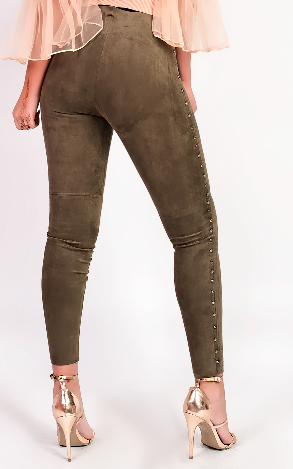 Paige High Waist Beaded Side Faux Suede Leggings Thumbnail