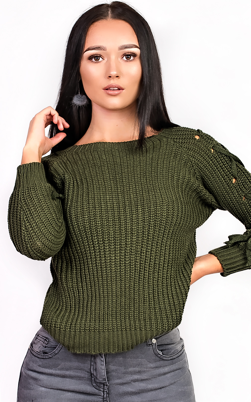 Evie Knitted Lace Up Jumper